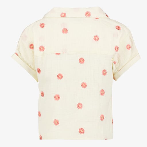 Meisjes blouse met knoop en bloemenprint
