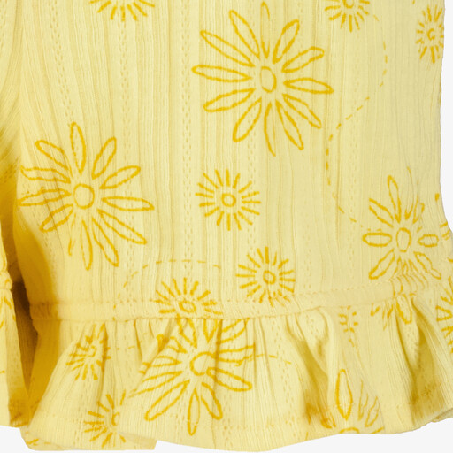 Meisjes short met bloemetjes geel