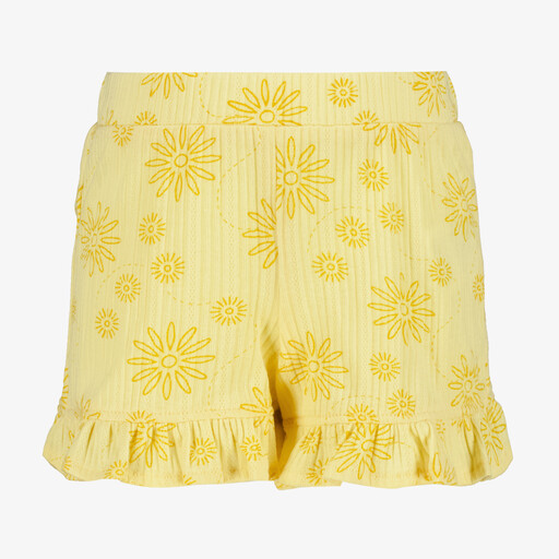 Meisjes short met bloemetjes geel