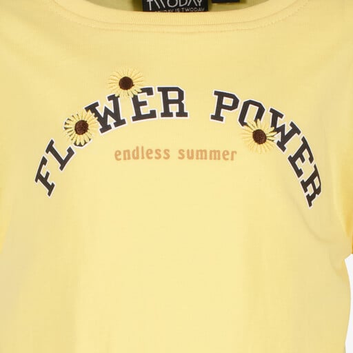 Meisjes top met ruches geel