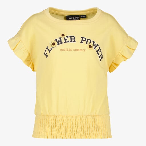 Meisjes top met ruches geel