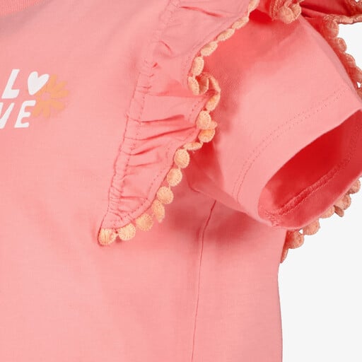 Meisjes top met pompons roze