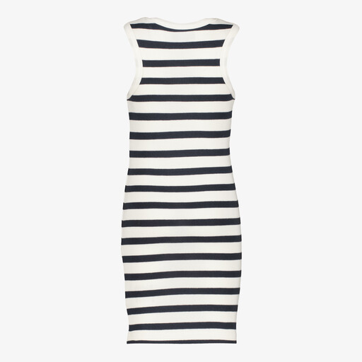 Gestreept meisjes jurk wit donkerblauw