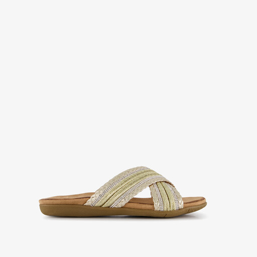 Dames slippers met strass steentjes goud