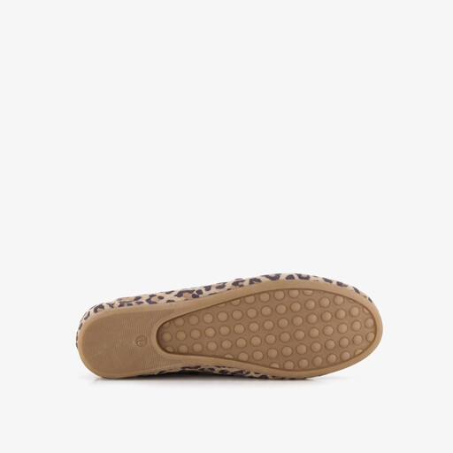 Suède dames mocassins panterprint bruin