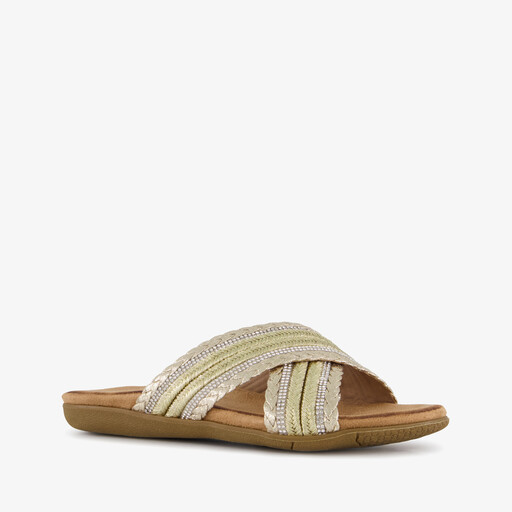 Dames slippers met strass steentjes goud