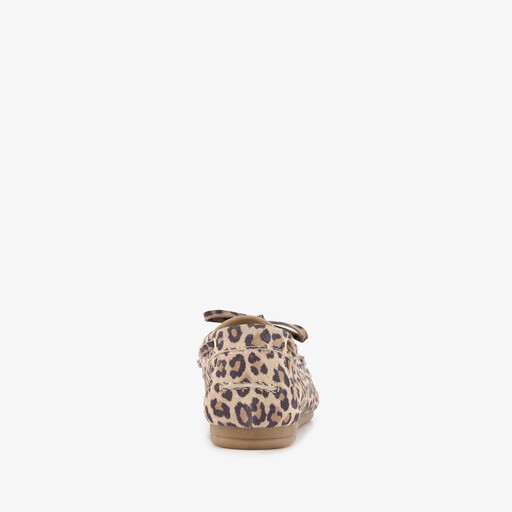 Suède dames mocassins panterprint bruin