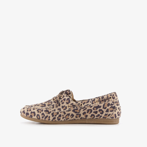Suède dames mocassins panterprint bruin