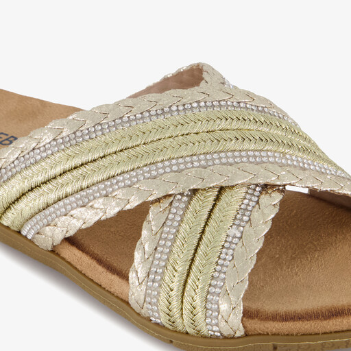 Dames slippers met strass steentjes goud