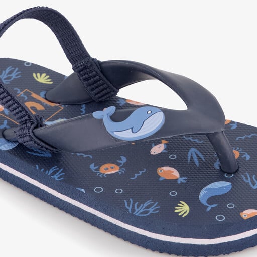 Kinder teenslippers met hielbandje en zeedieren blauw