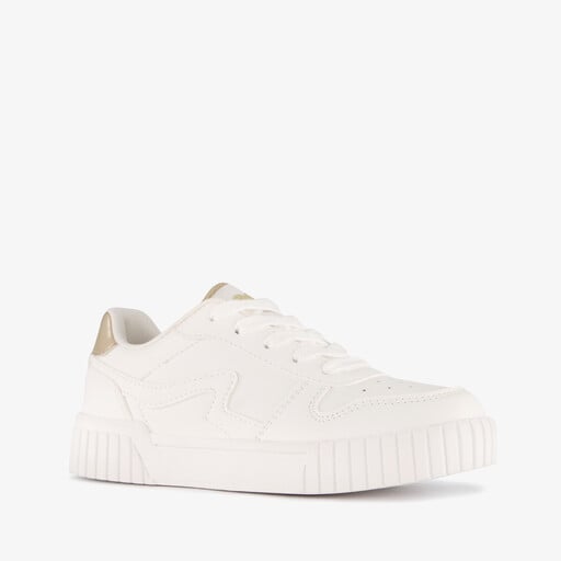 Meisjes sneakers wit metallic goud