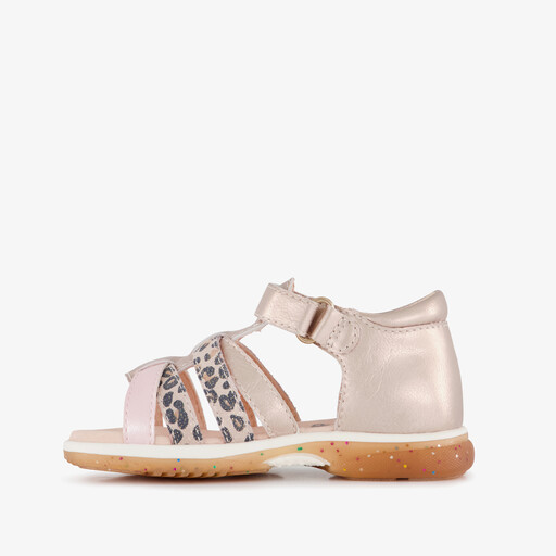 Leren meisjes sandalen panterprint roze