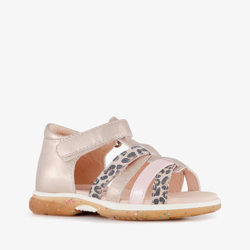 Leren meisjes sandalen panterprint roze
