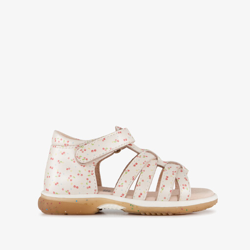 Leren meisjes sandalen met kersen beige roze