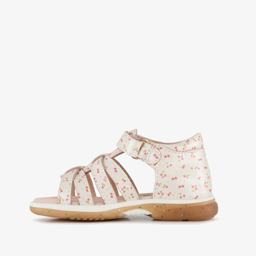 Leren meisjes sandalen met kersen beige roze