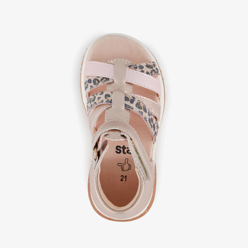 Leren meisjes sandalen panterprint roze