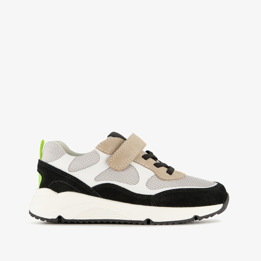 Suède jongens sneakers beige zwart