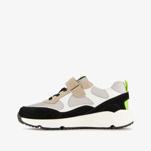 Suède jongens sneakers beige zwart