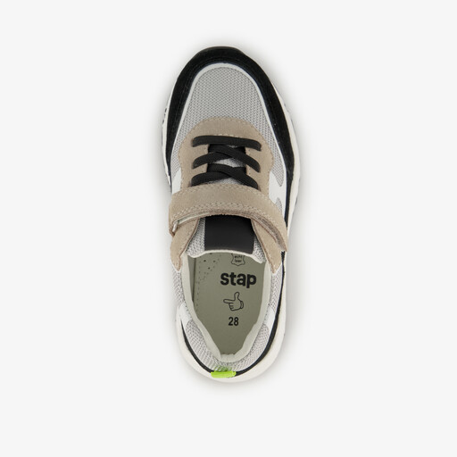 Suède jongens sneakers beige zwart