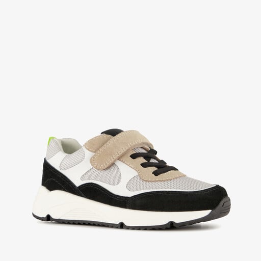 Suède jongens sneakers beige zwart