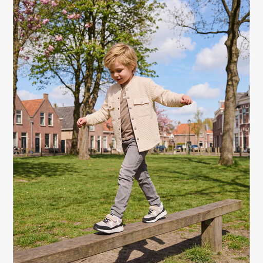 Suède jongens sneakers beige zwart