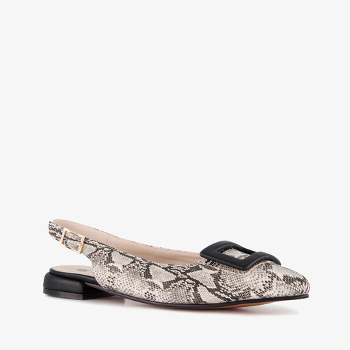 Dames slingbacks met slangenprint grijs