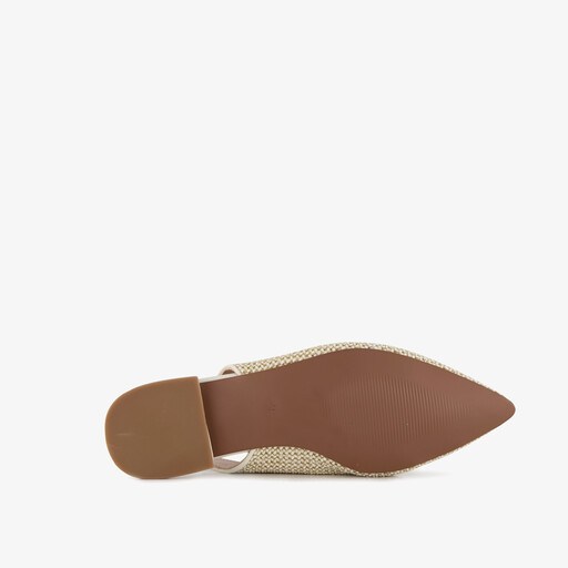 Dames raffia slingbacks beige