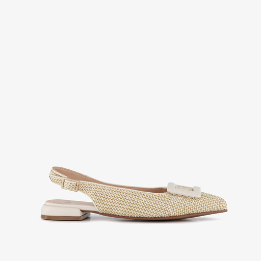 Dames raffia slingbacks beige