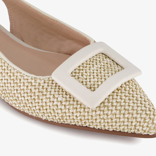 Dames raffia slingbacks beige