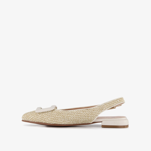 Dames raffia slingbacks beige