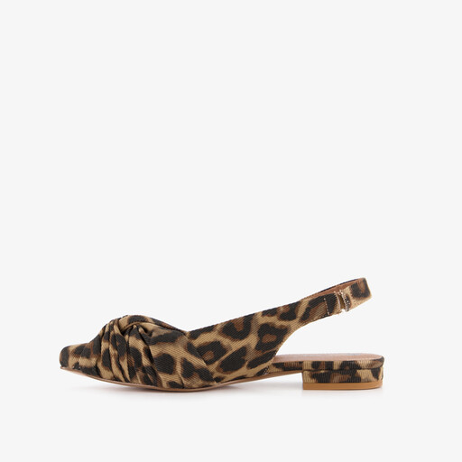Dames panterprint slingbacks met knoop
