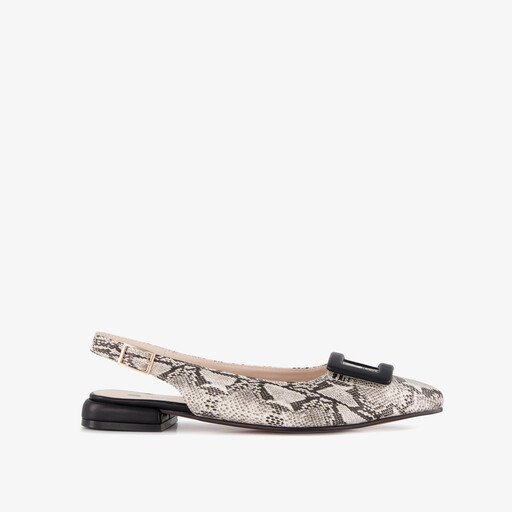Dames slingbacks met slangenprint grijs
