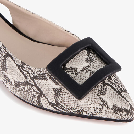 Dames slingbacks met slangenprint grijs