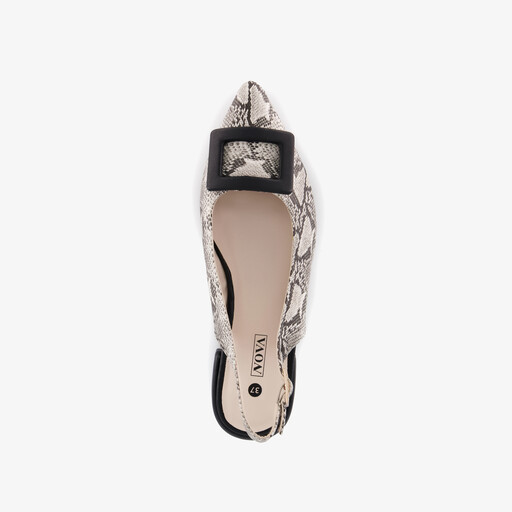 Dames slingbacks met slangenprint grijs