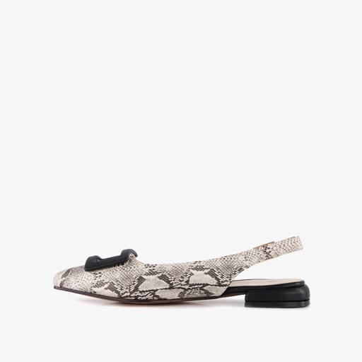 Dames slingbacks met slangenprint grijs