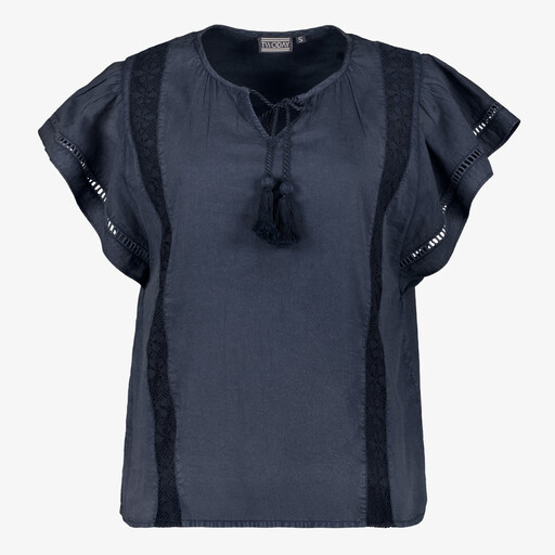 Dames blouse met korte mouwen en kwastjes