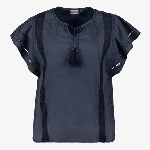 Dames blouse met korte mouwen en kwastjes