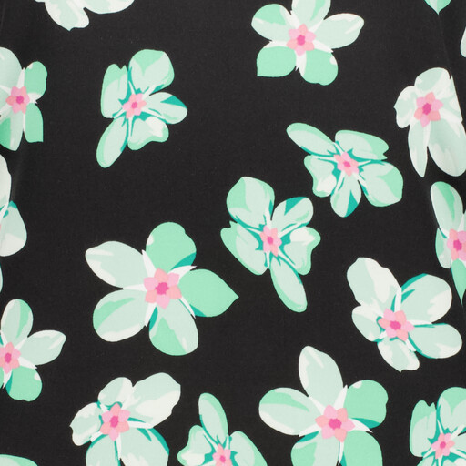 Dames top met bloemenprint zwart groen