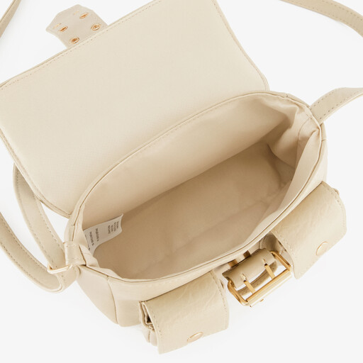 Schoudertas met gespsluiting beige