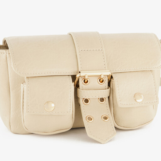 Schoudertas met gespsluiting beige