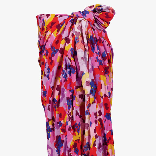 Dames strandrok met bloemenprint roze