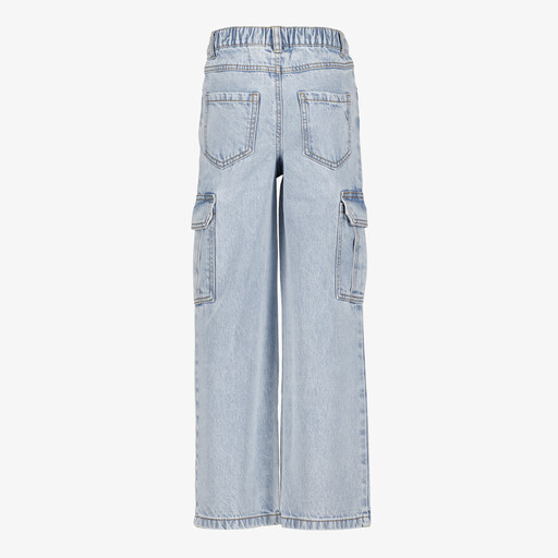Wide leg meisjes cargo jeans lichtblauw
