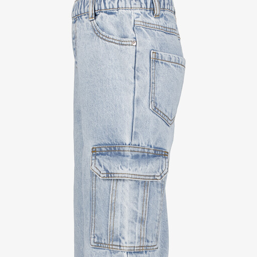 Wide leg meisjes cargo jeans lichtblauw