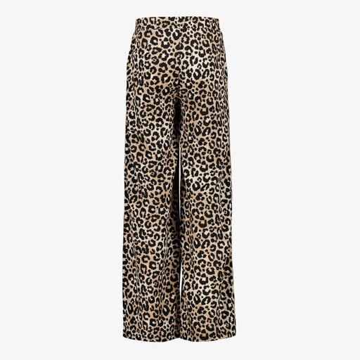 Meisjes wide leg broek met luipaardprint