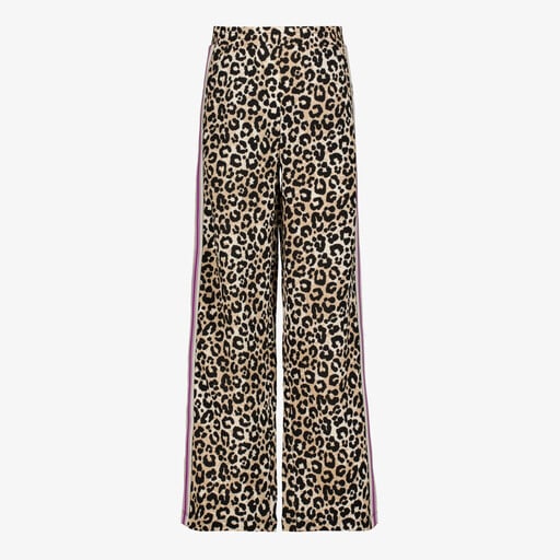 Meisjes wide leg broek met luipaardprint