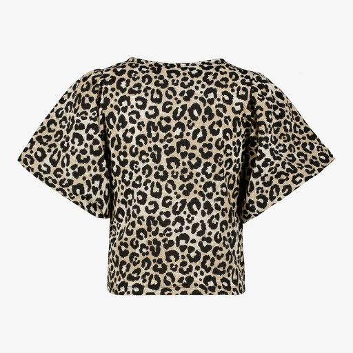 Meisjes top met strikjes en luipaardprint