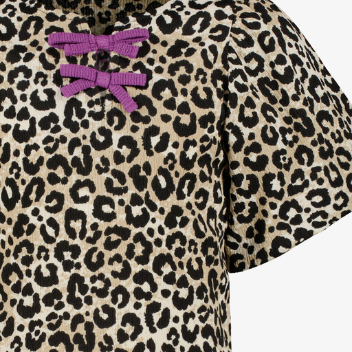 Meisjes top met strikjes en luipaardprint