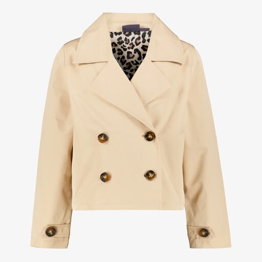 Korte meisjes trenchcoat beige