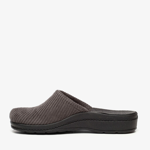 Heren pantoffels ribstof grijs