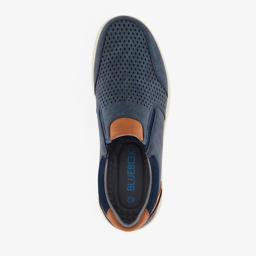 Heren instappers met perforaties blauw